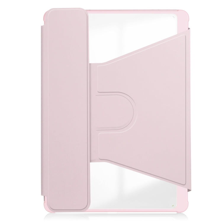 For Samsung Galaxy Tab A9+ 360 Rotation Transparent Smart Leather Case(Pink) by bashfashion