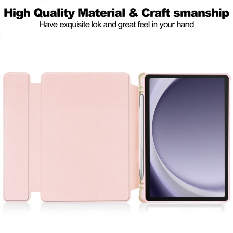 For Samsung Galaxy Tab A9+ 360 Rotation Transparent Smart Leather Case(Pink) by bashfashion