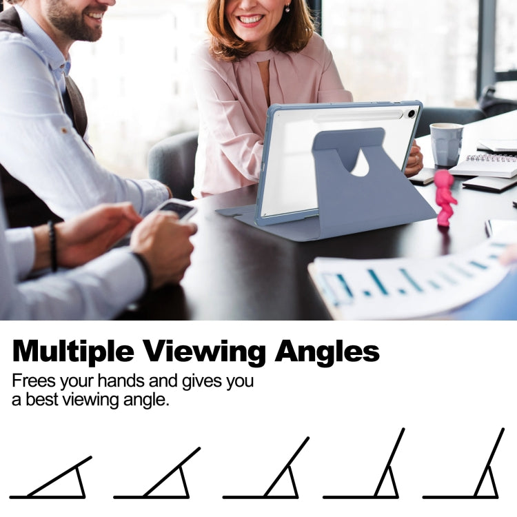 For Samsung Galaxy Tab A9+ 360 Rotation Transparent Smart Leather Case(Pink) by bashfashion