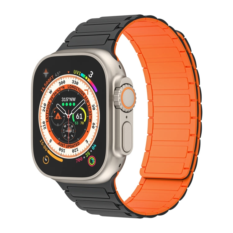 For Apple Watch Ultra 49mm Magnetic Loop Silicone Watch Band(Black Orange) by bashfashion