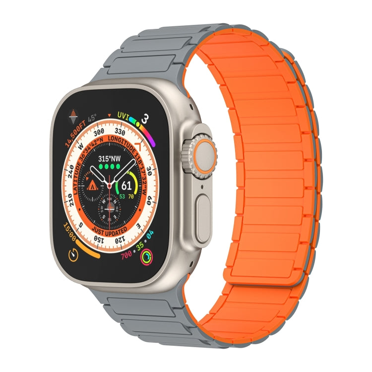 For Apple Watch Ultra 49mm Magnetic Loop Silicone Watch Band(Grey Orange) by bashfashion