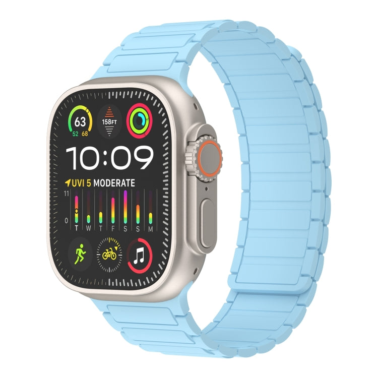 For Apple Watch Ultra 49mm Magnetic Loop Silicone Watch Band(Light Blue) by bashfashion