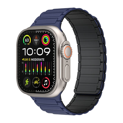 For Apple Watch Ultra 49mm Magnetic Loop Silicone Watch Band(Dark Blue Black) by bashfashion