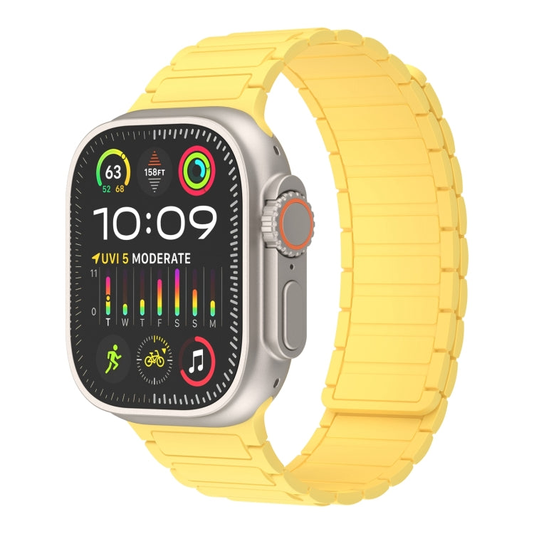 For Apple Watch Ultra 49mm Magnetic Loop Silicone Watch Band(Yellow) by bashfashion