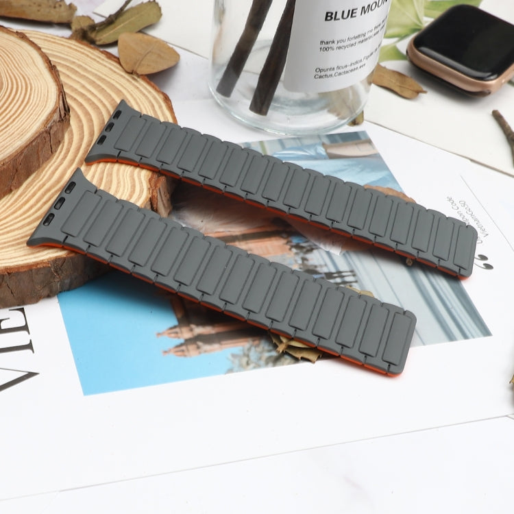 For Apple Watch Series 8 41mm Magnetic Loop Silicone Watch Band(Grey Orange) by bashfashion