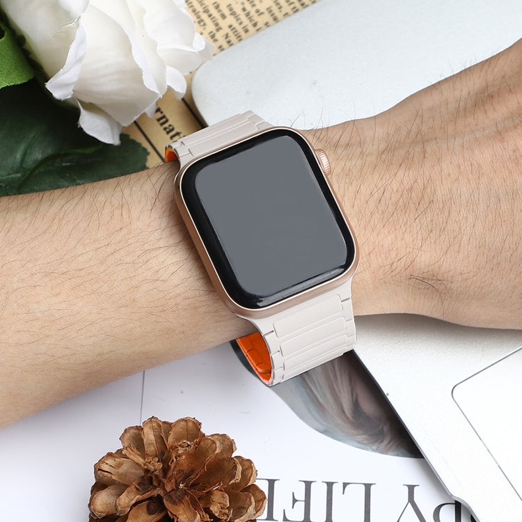 For Apple Watch Series 8 45mm Magnetic Loop Silicone Watch Band(Starlight Orange) by bashfashion