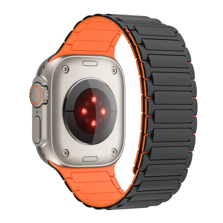 For Apple Watch Series 7 41mm Magnetic Loop Silicone Watch Band(Black Orange) by bashfashion