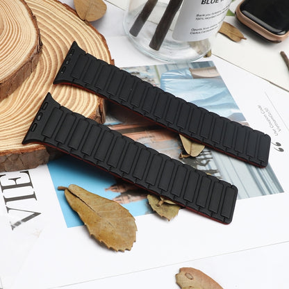 For Apple Watch Series 7 41mm Magnetic Loop Silicone Watch Band(Black Red) by bashfashion
