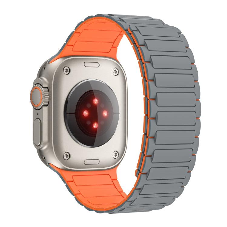 For Apple Watch Series 7 41mm Magnetic Loop Silicone Watch Band(Grey Orange) by bashfashion