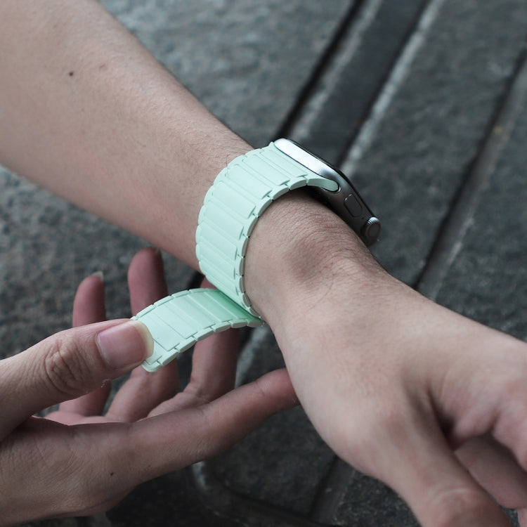 For Apple Watch Series 7 45mm Magnetic Loop Silicone Watch Band(Light Mint) by bashfashion