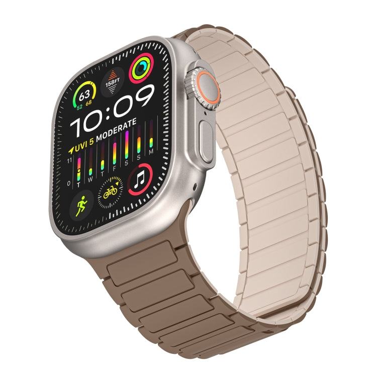 For Apple Watch Series 7 45mm Magnetic Loop Silicone Watch Band(Brown Apricot) by bashfashion