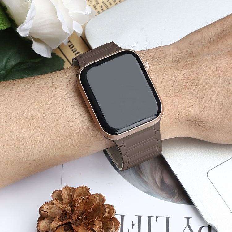 For Apple Watch Series 7 45mm Magnetic Loop Silicone Watch Band(Brown Apricot) by bashfashion