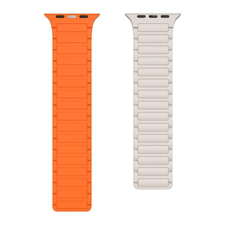 For Apple Watch Series 7 45mm Magnetic Loop Silicone Watch Band(Starlight Orange) by bashfashion