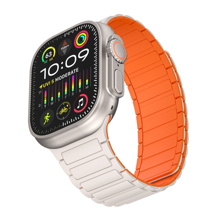 For Apple Watch Series 7 45mm Magnetic Loop Silicone Watch Band(Starlight Orange) by bashfashion