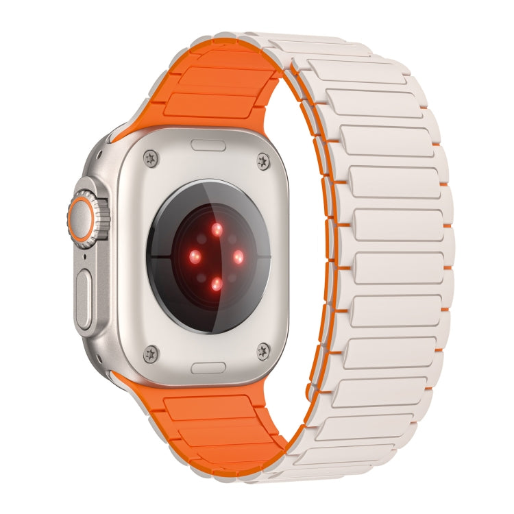 For Apple Watch Series 7 45mm Magnetic Loop Silicone Watch Band(Starlight Orange) by bashfashion