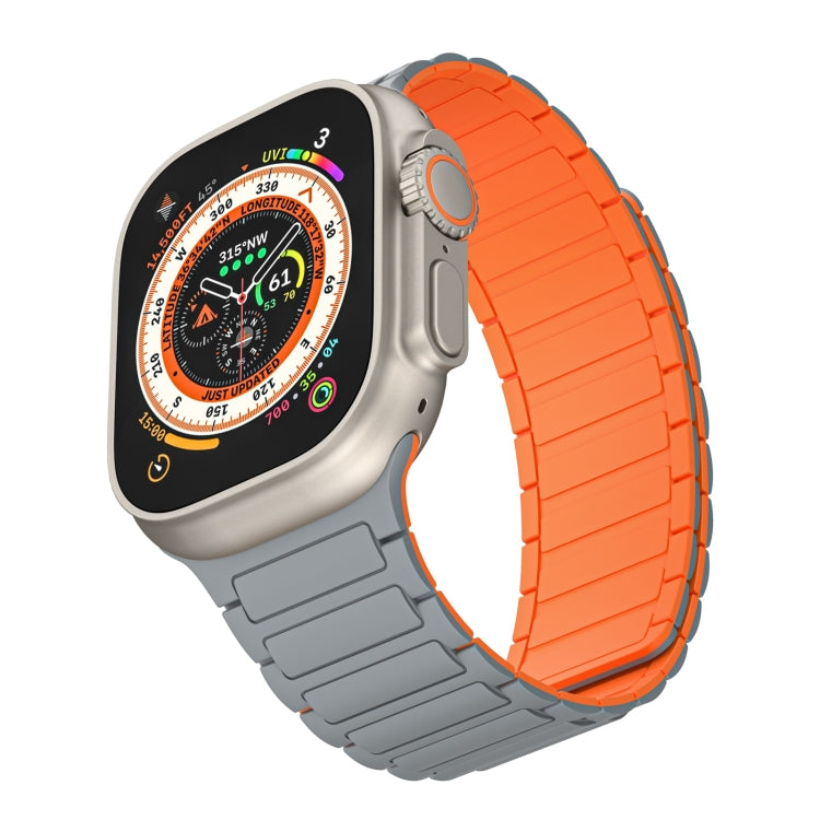 For Apple Watch SE 40mm Magnetic Loop Silicone Watch Band(Grey Orange) by bashfashion