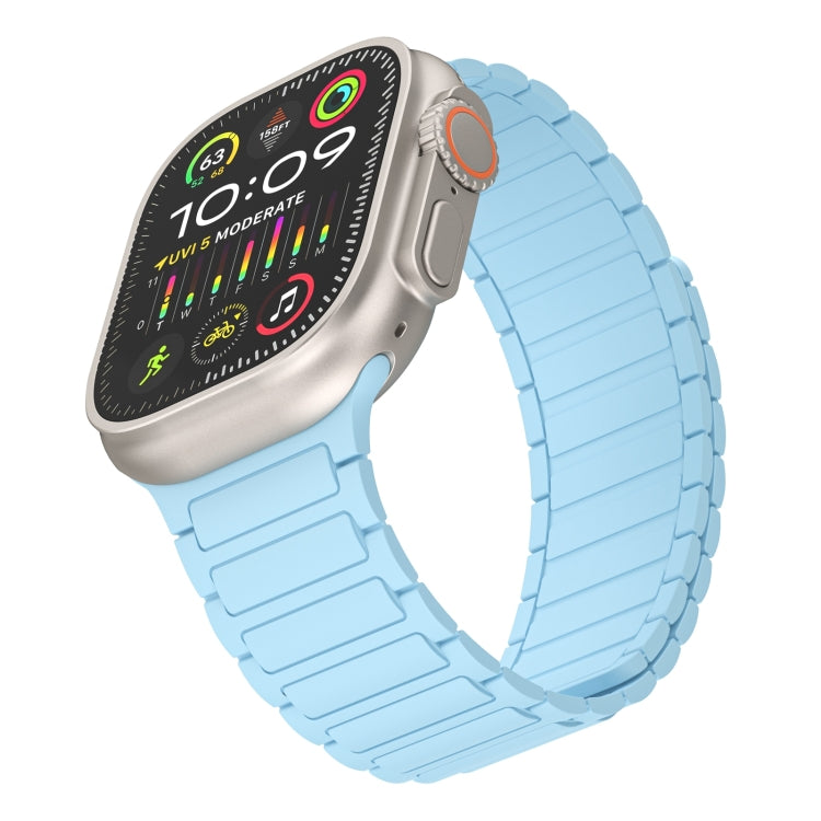 For Apple Watch SE 44mm Magnetic Loop Silicone Watch Band(Light Blue) by bashfashion