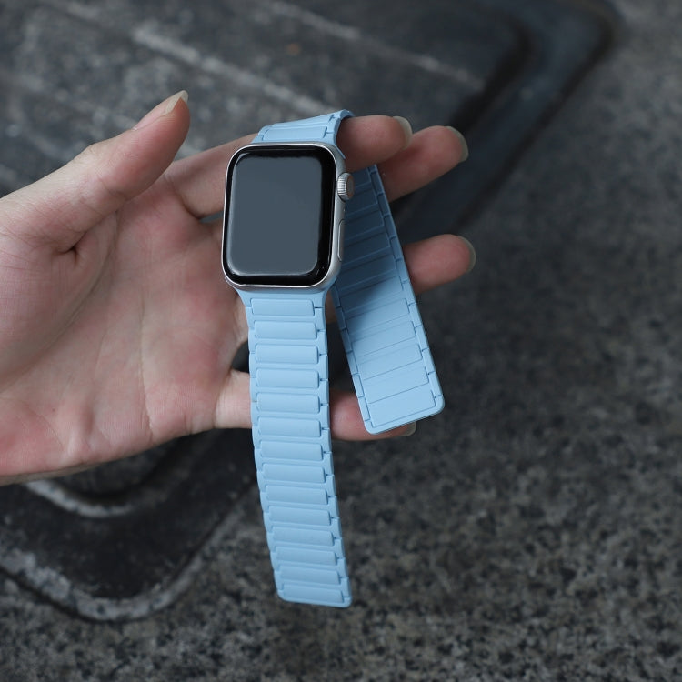 For Apple Watch SE 44mm Magnetic Loop Silicone Watch Band(Light Blue) by bashfashion