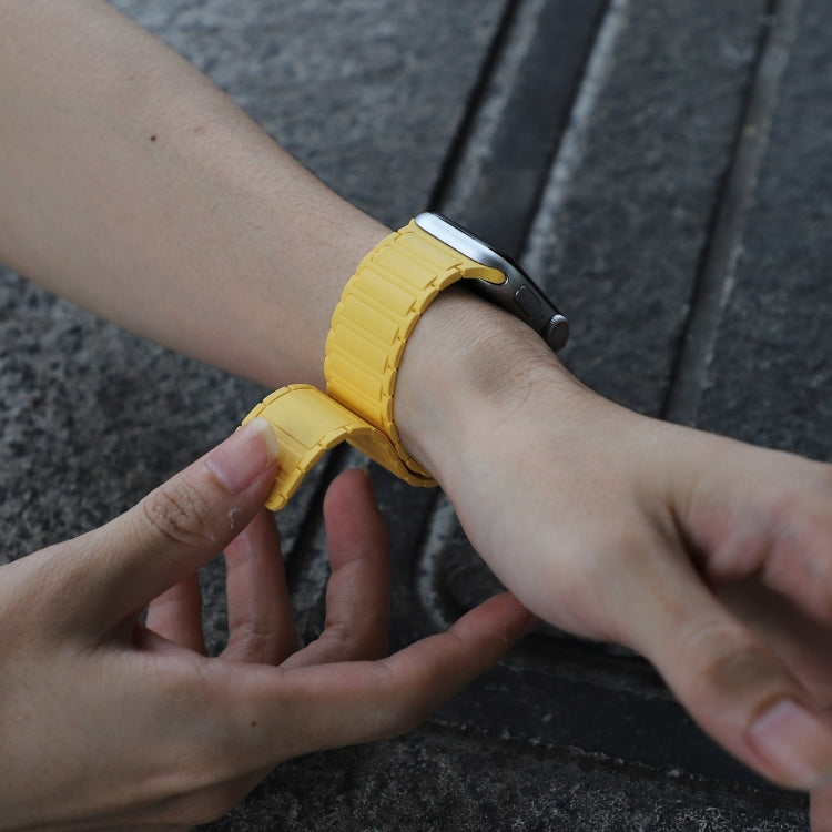 For Apple Watch Series 6 40mm Magnetic Loop Silicone Watch Band(Yellow) by bashfashion