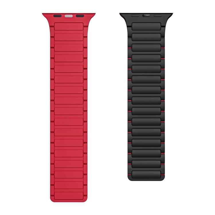 For Apple Watch Series 6 44mm Magnetic Loop Silicone Watch Band(Black Red) by bashfashion