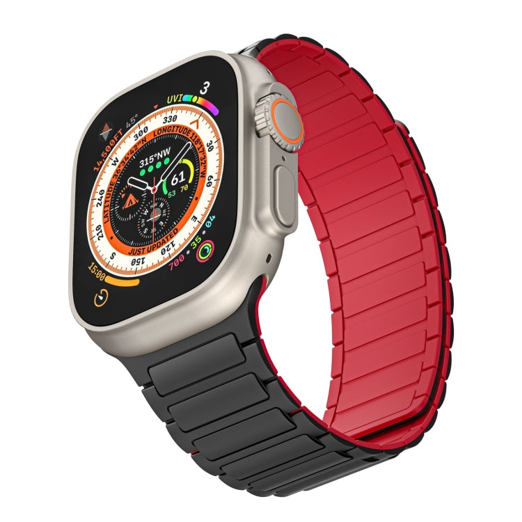 For Apple Watch Series 6 44mm Magnetic Loop Silicone Watch Band(Black Red) by bashfashion