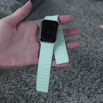 For Apple Watch Series 6 44mm Magnetic Loop Silicone Watch Band(Light Mint) by bashfashion