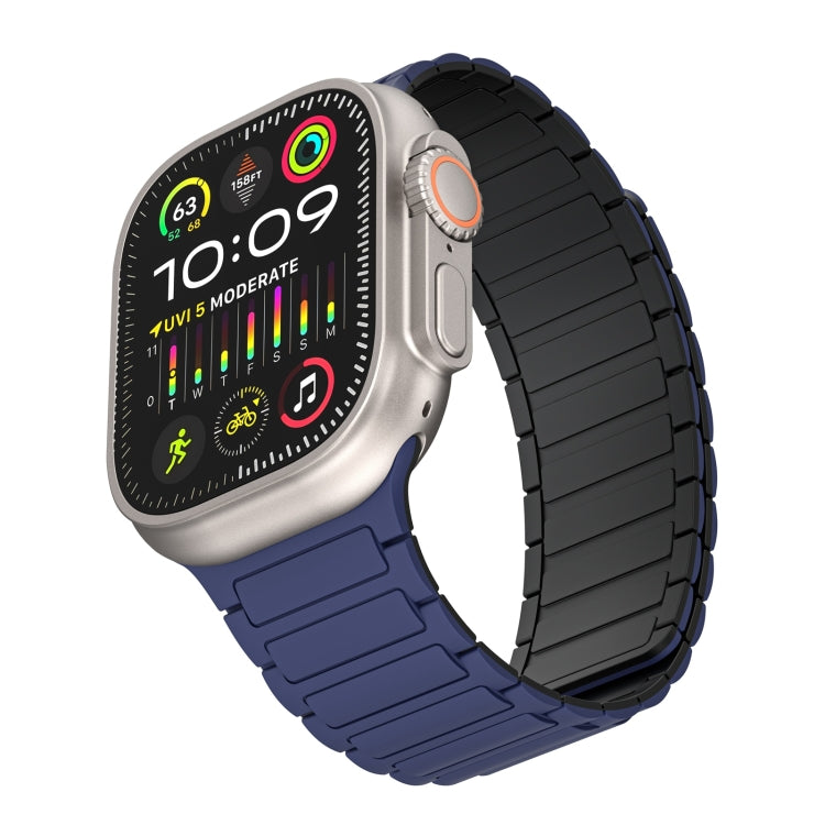 For Apple Watch Series 5 40mm Magnetic Loop Silicone Watch Band(Dark Blue Black) by bashfashion
