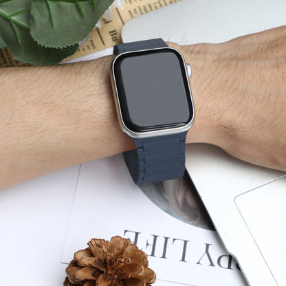 For Apple Watch Series 5 40mm Magnetic Loop Silicone Watch Band(Dark Blue Black) by bashfashion