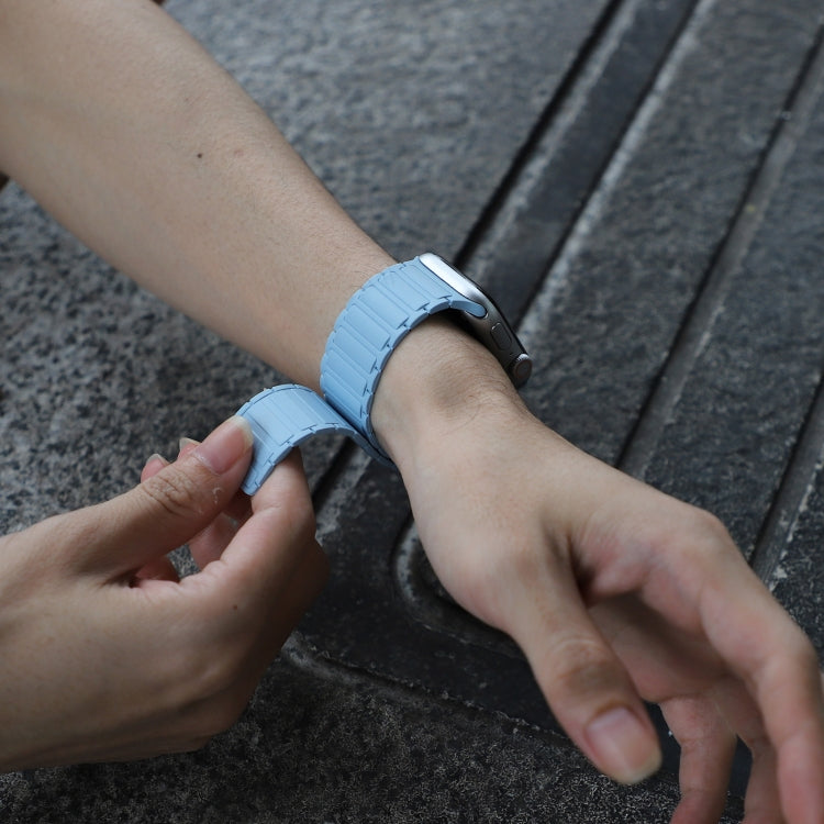 For Apple Watch Series 4 44mm Magnetic Loop Silicone Watch Band(Light Blue) by bashfashion