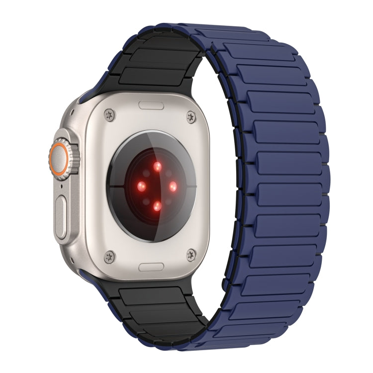 For Apple Watch Series 2 42mm Magnetic Loop Silicone Watch Band(Dark Blue Black) by bashfashion