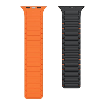 For Apple Watch 42mm Magnetic Loop Silicone Watch Band(Black Orange) by bashfashion