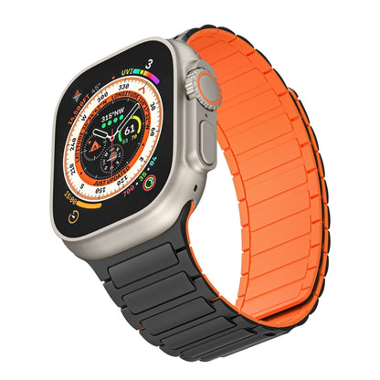 For Apple Watch 42mm Magnetic Loop Silicone Watch Band(Black Orange) by bashfashion