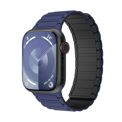 For Apple Watch 42mm Magnetic Loop Silicone Watch Band(Dark Blue Black) by bashfashion