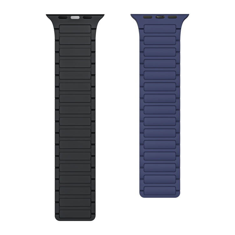 For Apple Watch 38mm Magnetic Loop Silicone Watch Band(Dark Blue Black) by bashfashion