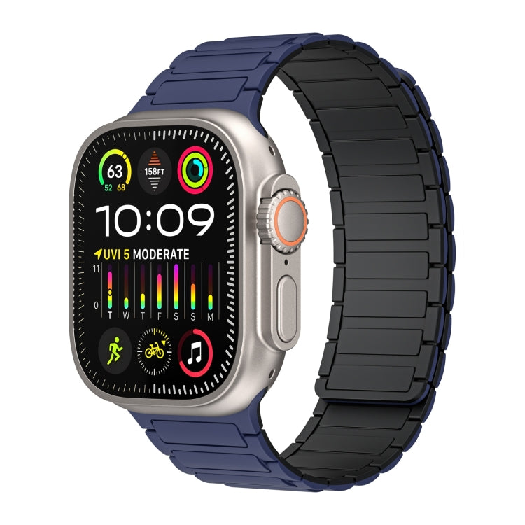 For Apple Watch Ultra 2 49mm Magnetic Loop Silicone Watch Band(Dark Blue Black) by bashfashion