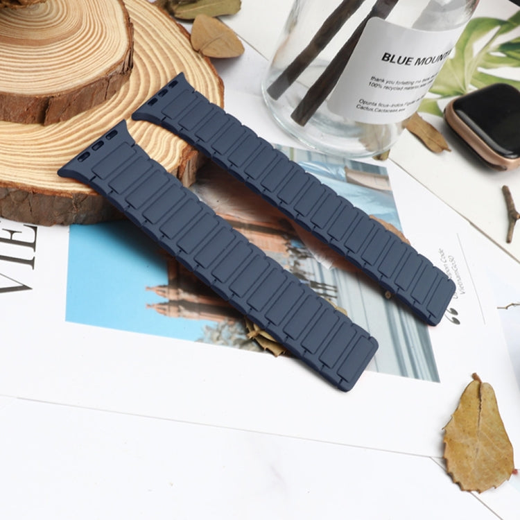 For Apple Watch Series 9 41mm Magnetic Loop Silicone Watch Band(Dark Blue Black) by bashfashion