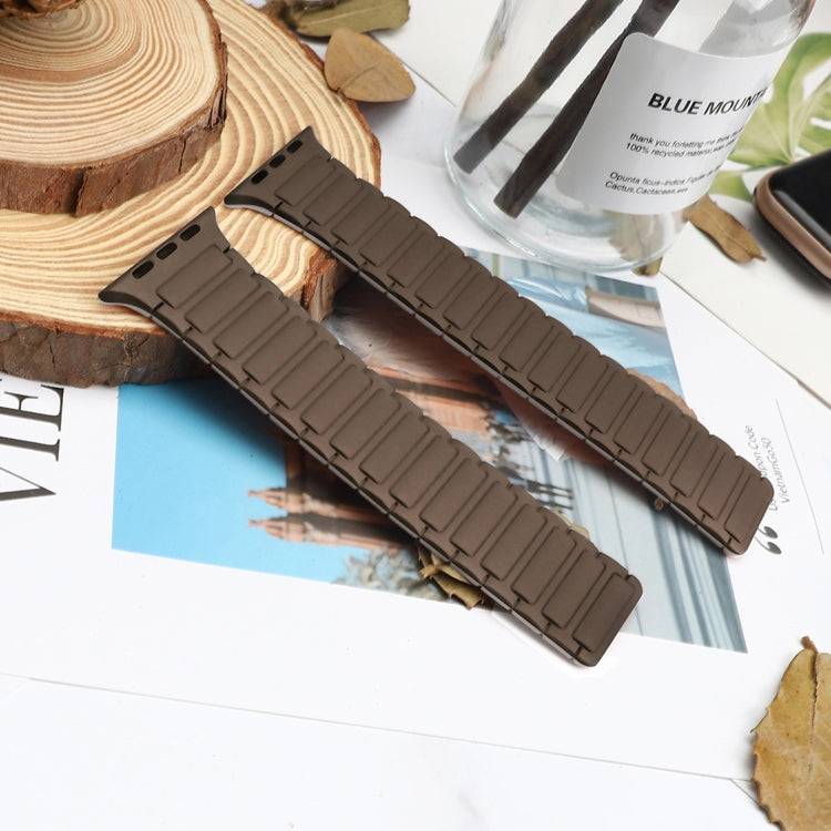 For Apple Watch Series 9 45mm Magnetic Loop Silicone Watch Band(Brown Apricot) by bashfashion