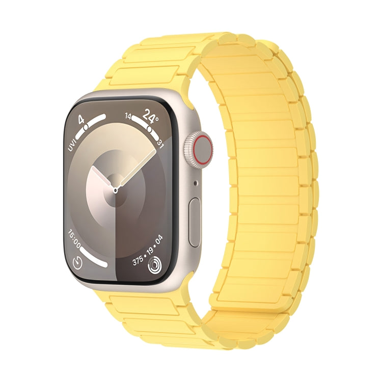 For Apple Watch Series 9 45mm Magnetic Loop Silicone Watch Band(Yellow) by bashfashion