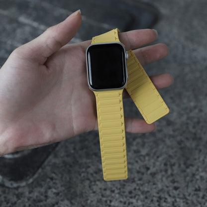 For Apple Watch Series 9 45mm Magnetic Loop Silicone Watch Band(Yellow) by bashfashion