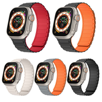 For Apple Watch SE 2023 40mm Magnetic Loop Silicone Watch Band(Black Orange) by bashfashion