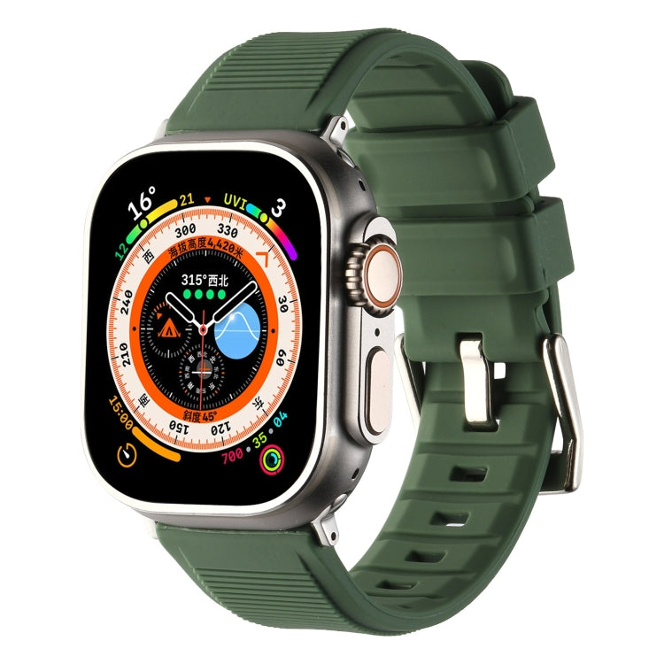 For Apple Watch Ultra 49mm Double Ring Silicone Watch Band(Army Green) by bashfashion