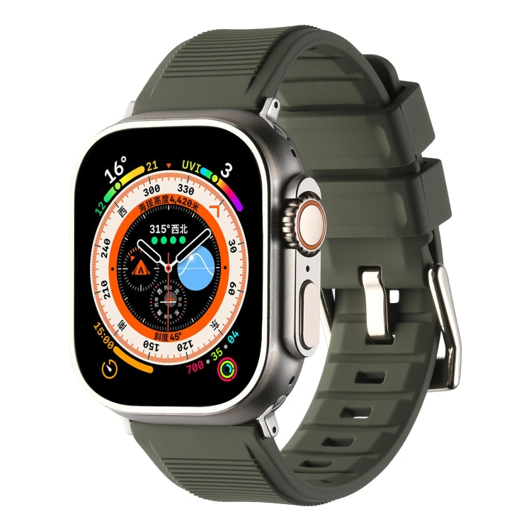 For Apple Watch Ultra 49mm Double Ring Silicone Watch Band(Dark Green) by bashfashion