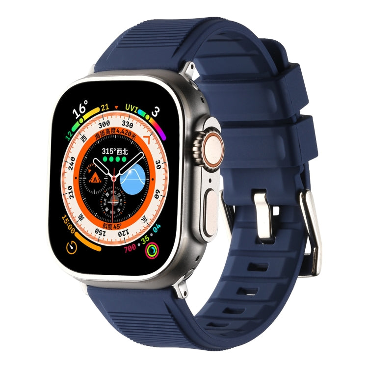 For Apple Watch Ultra 49mm Double Ring Silicone Watch Band(Dark Blue) by bashfashion