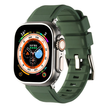 For Apple Watch Ultra 2 49mm Double Ring Silicone Watch Band(Army Green) by bashfashion
