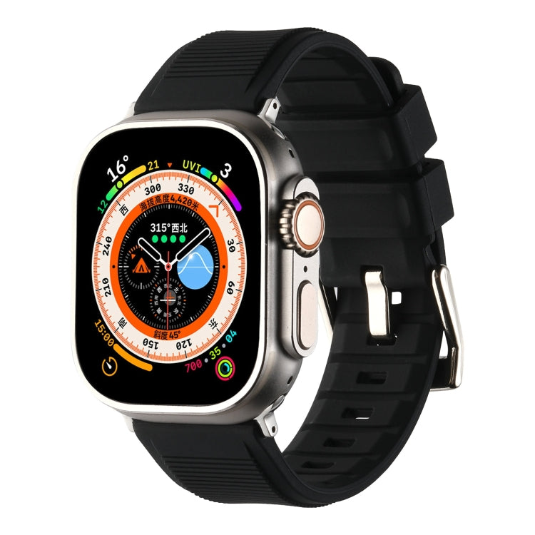 For Apple Watch Ultra 2 49mm Double Ring Silicone Watch Band(Black) by bashfashion