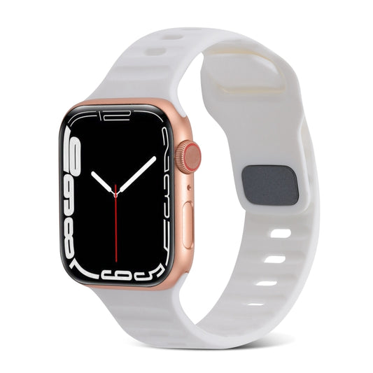 For Apple Watch Ultra 49mm Square Buckle Stripes Silicone Watch Band(White) by bashfashion