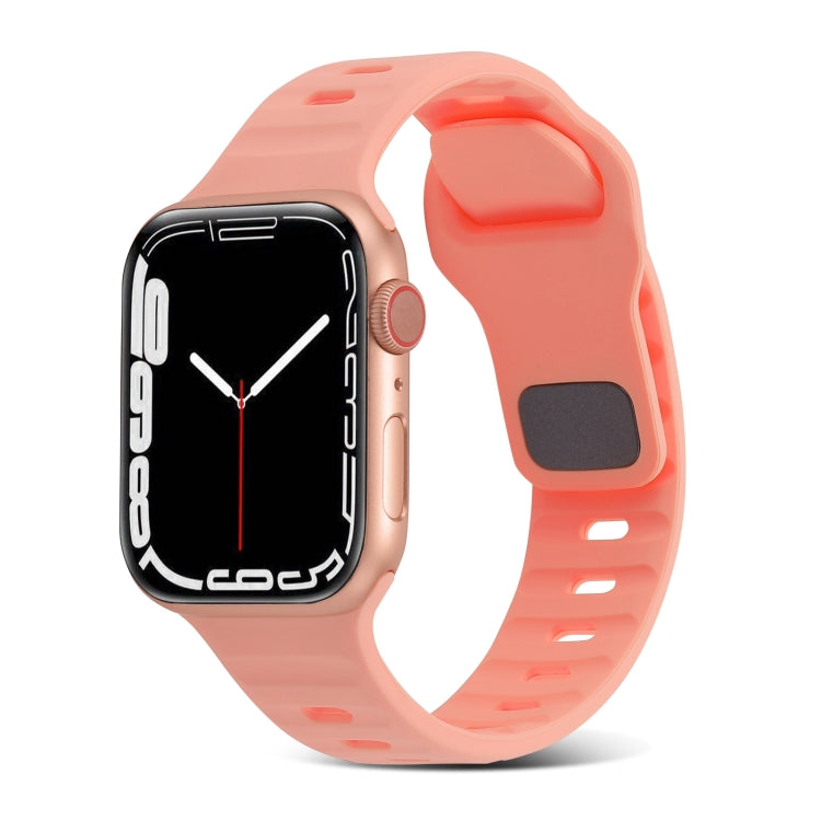 For Apple Watch Ultra 49mm Square Buckle Stripes Silicone Watch Band(Pink) by bashfashion