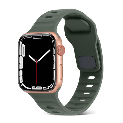 For Apple Watch Ultra 49mm Square Buckle Stripes Silicone Watch Band(Army Green) by bashfashion