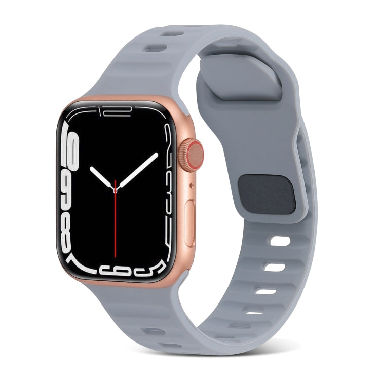 For Apple Watch Ultra 49mm Square Buckle Stripes Silicone Watch Band(Light Grey) by bashfashion