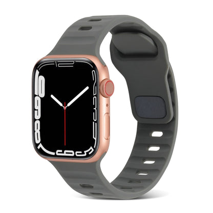 For Apple Watch Ultra 49mm Square Buckle Stripes Silicone Watch Band(Dark Grey) by bashfashion